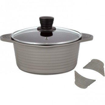 Кастрюля THERMOS TFP-W24 DBR 24 см 4.0L из алюминиевого сплава со стеклянной крышкой